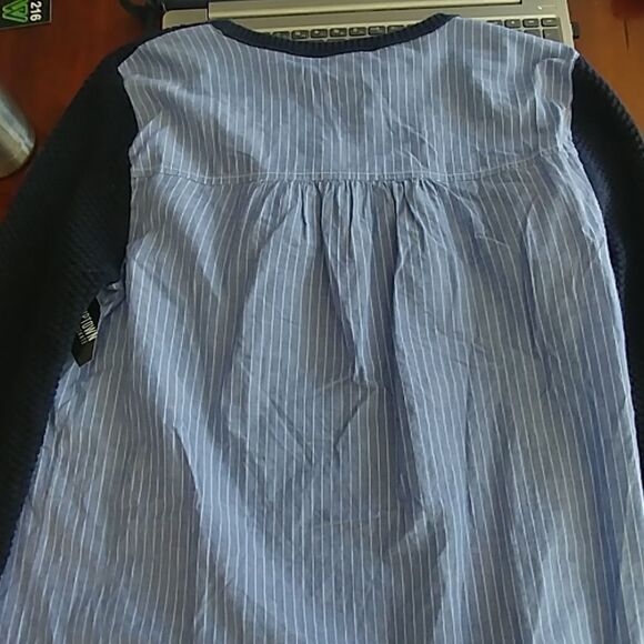 Loft Mixed Media Navy top - Picture 3 of 3